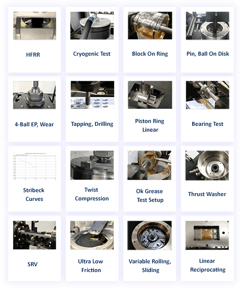 lubricant and oil tribology testing setups by Rtec Instruments