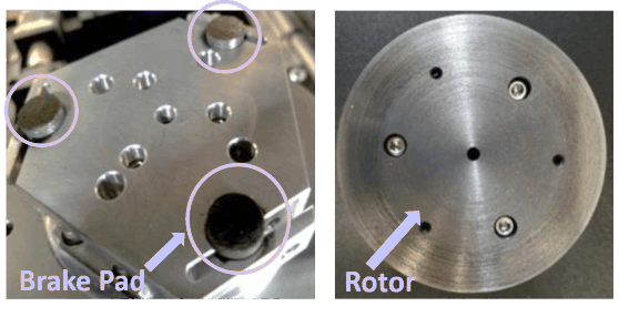 brake and rotor sample for Rtec brake screening tester
