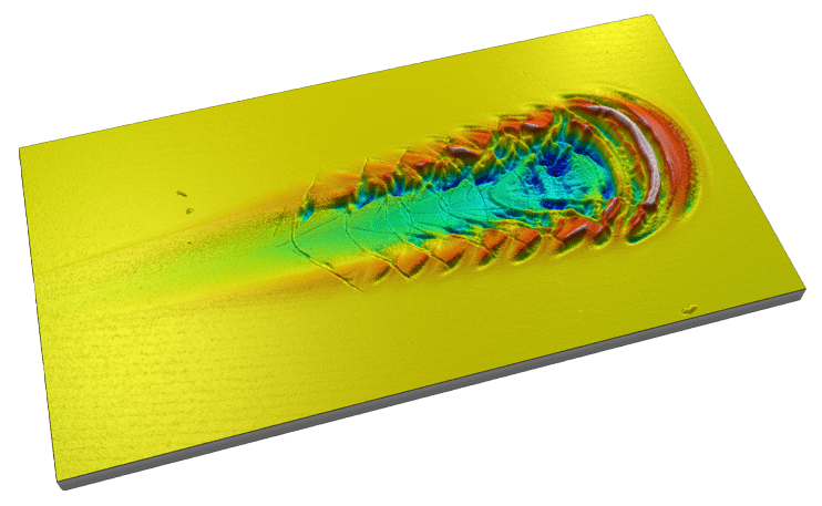 Scratch tester 3D data for hard coating