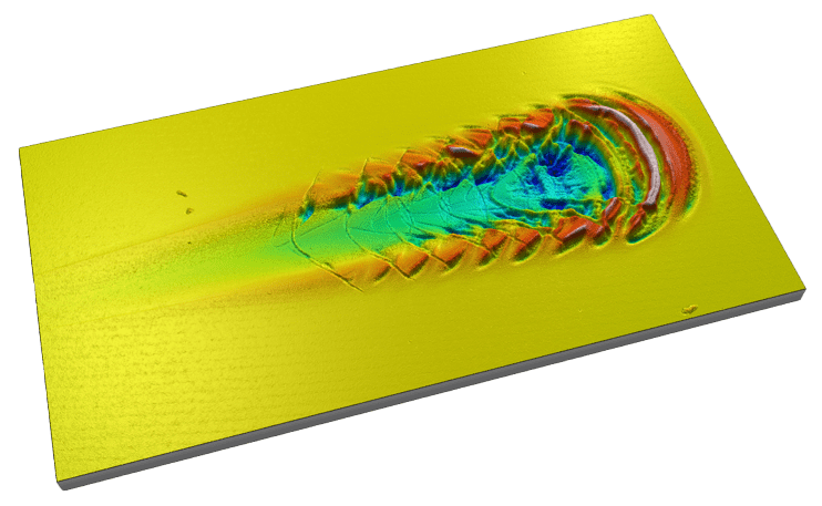 Scratch tester 3d image data of hard coated surface