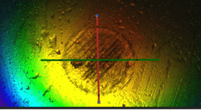 3D光学顕微鏡を使用したSRVテストボール瘢痕画像