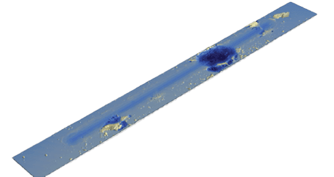Chipping failure of the tempered glass on the wear track for sample C