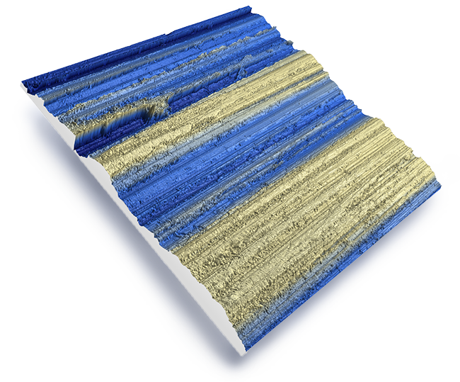 3D view of the roughness using Rtec-Instruments profilometer UP-5000 3D imaging of roughness by optical microscope UP-5000