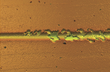 coating failure image using confocal microscope on 3D scratch tester