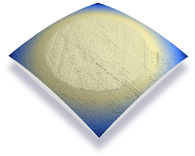 3D view of wear of the surface by Rtec Instruments 3D Optical Profilometer